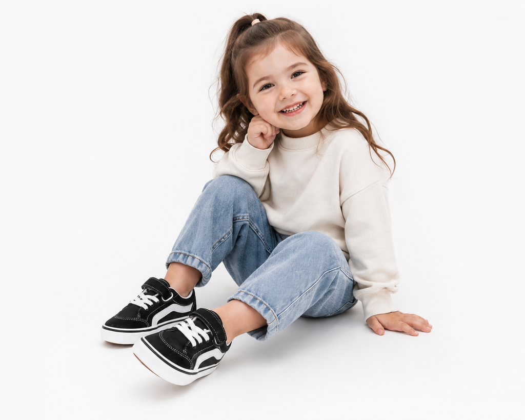 Kids Classic Sneakers - Black & White
