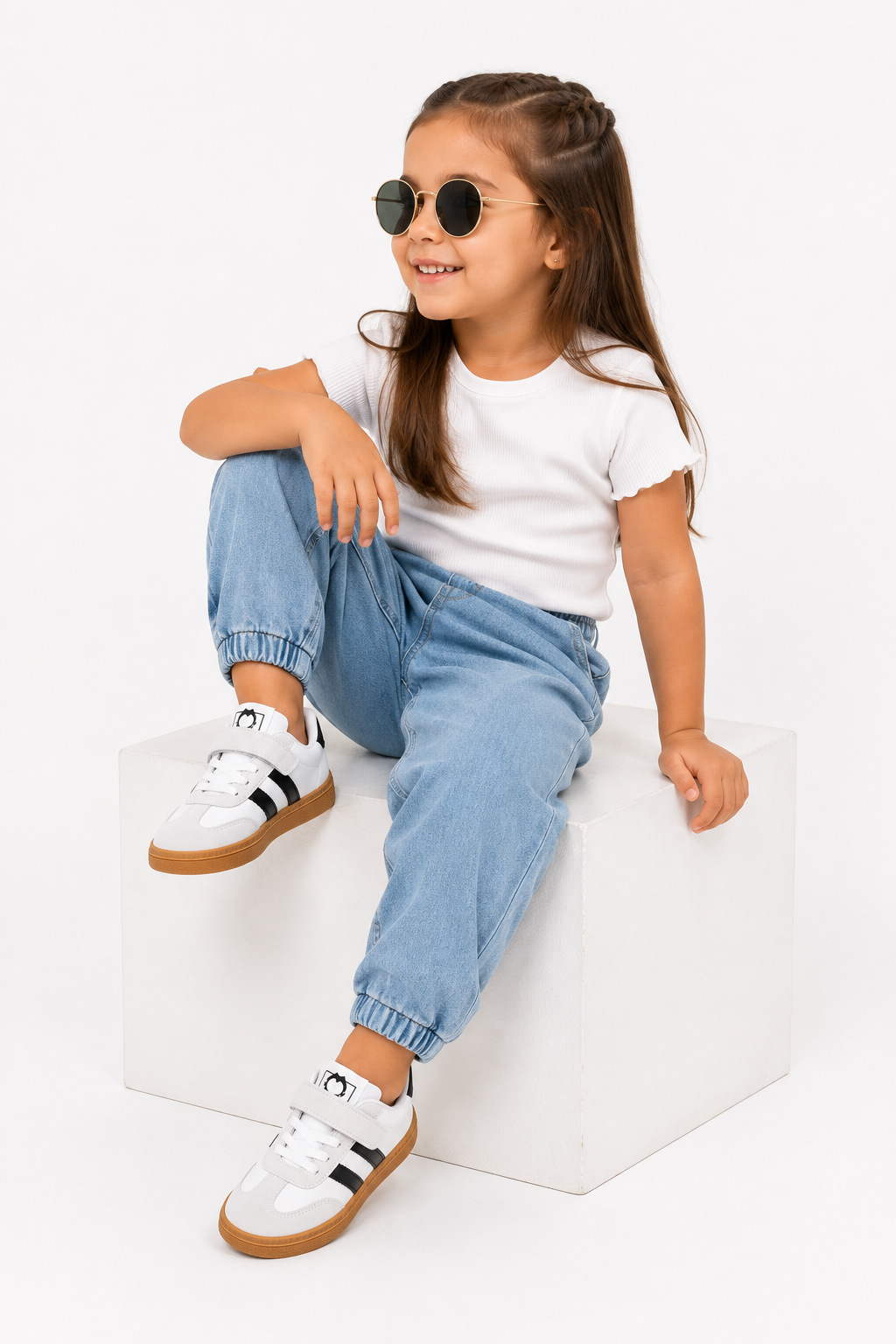 Kids Classic Sneakers – White & Gum