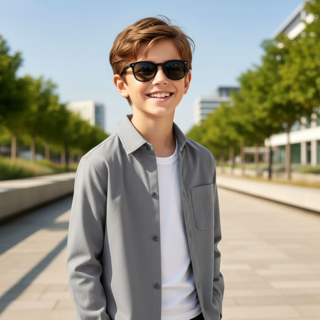 Boy wearing classic shirt lifestyle photo